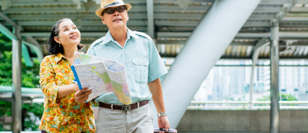 Man and woman travelling